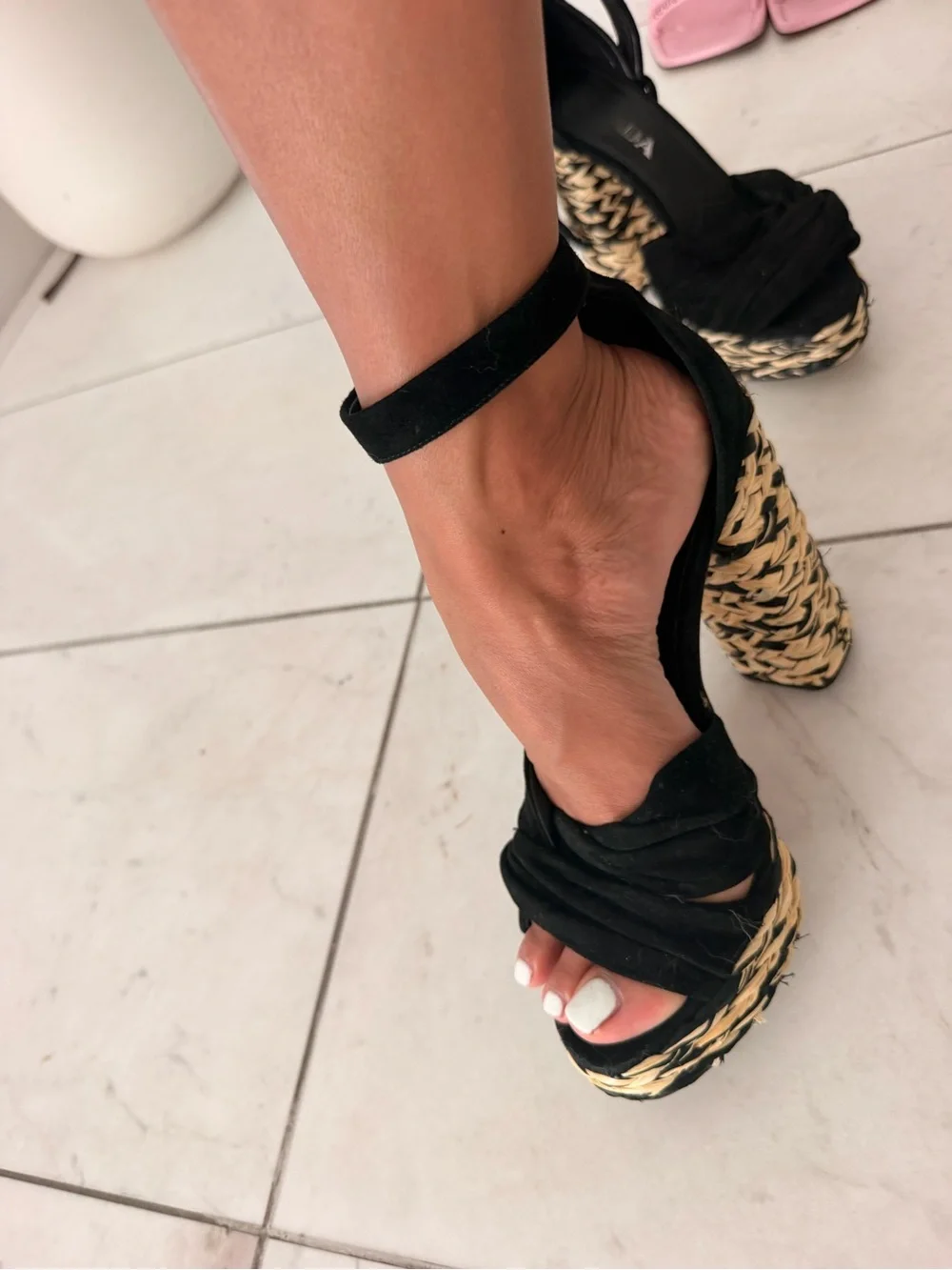 Prada Black Braided Platform Sandals with Woven Heel